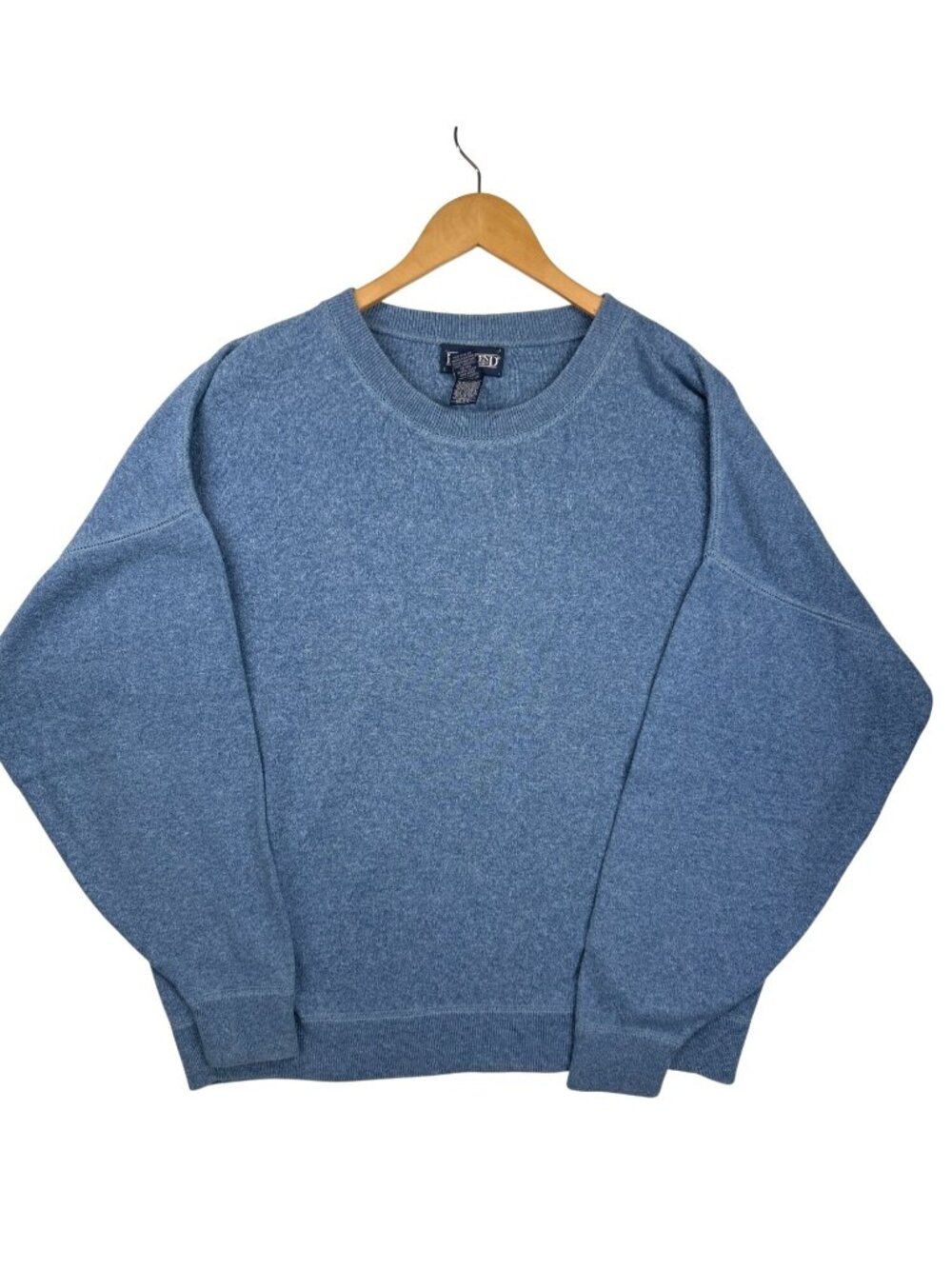 Lands' End Vtg 90s Men's L Blue Heathered Crewneck Sweater 100% Cotton USA